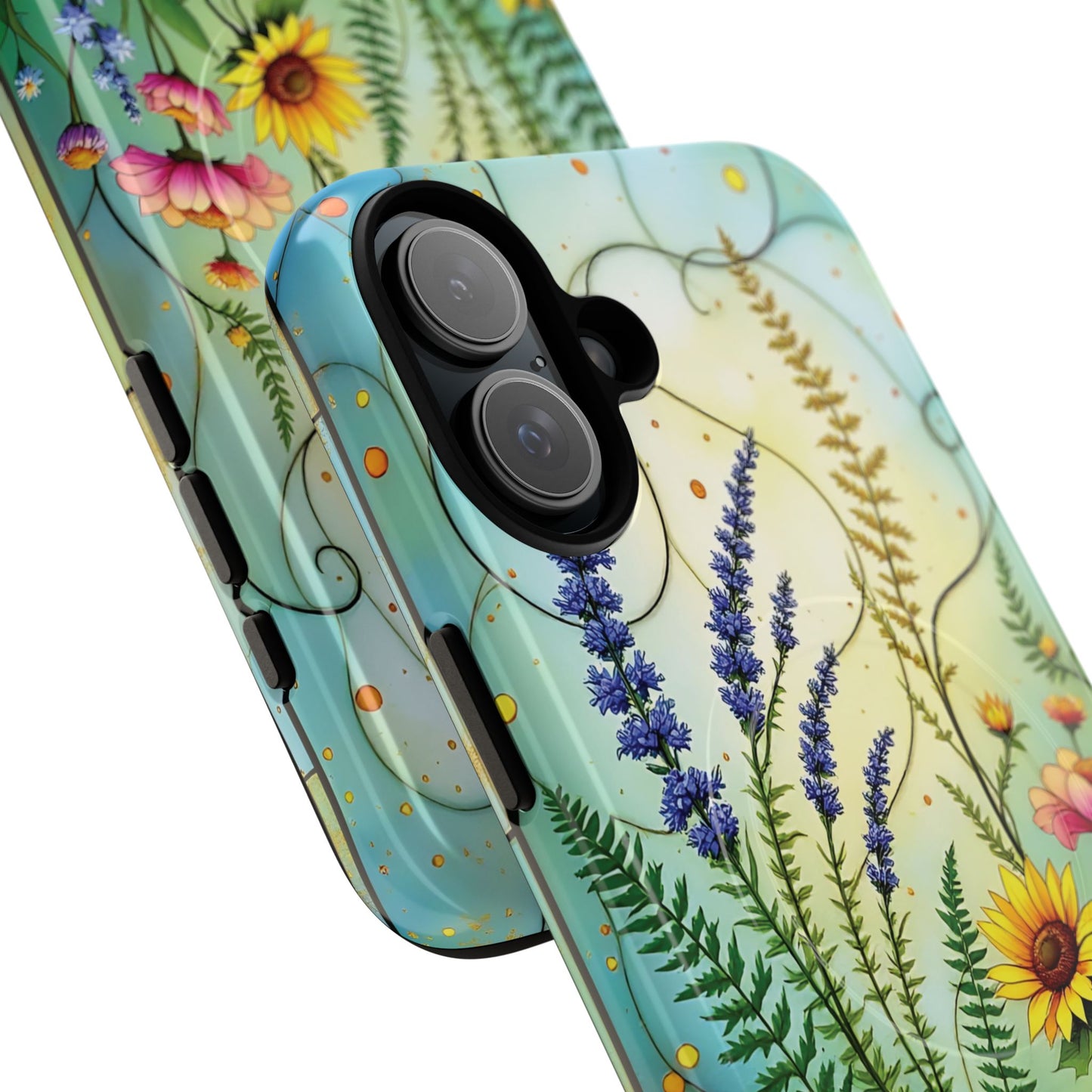 Floral Stained Harmony Glass Tough Magnetic Phone Case | Nature Inspired Design | Durable Protection | Gift for Nature Lovers | Spring Vibe