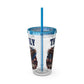Patriotic Eagle 16oz Tumbler with Straw — "Happy 4th of July" USA Design