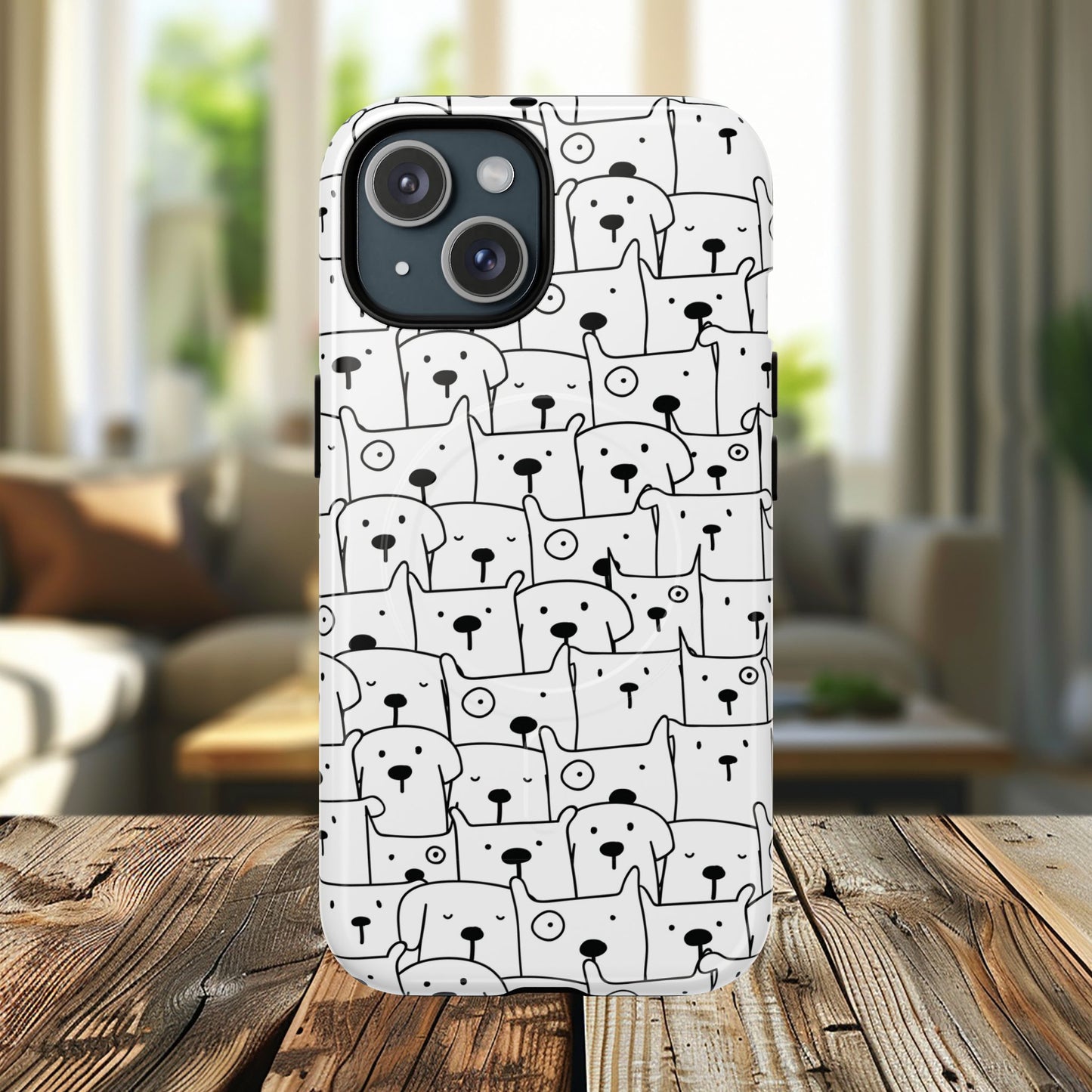 Cute Woof Line-Up iPhone Case, Tough Magnetic Case for Pet Lovers, Stylish Phone Accessory, Gift for Dog Owners, Protective Pet Case