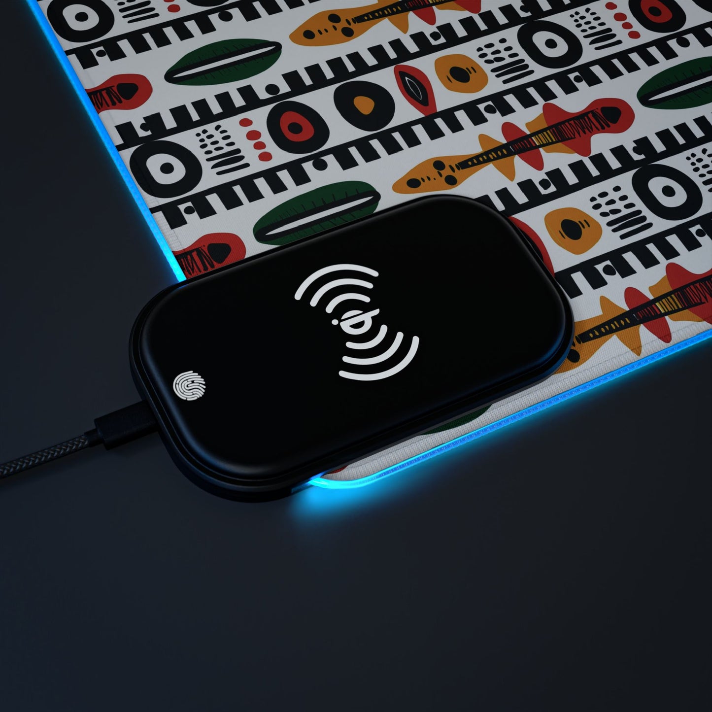 Afrobeat Harmony LED Gaming Mouse Pad, Wireless Charging