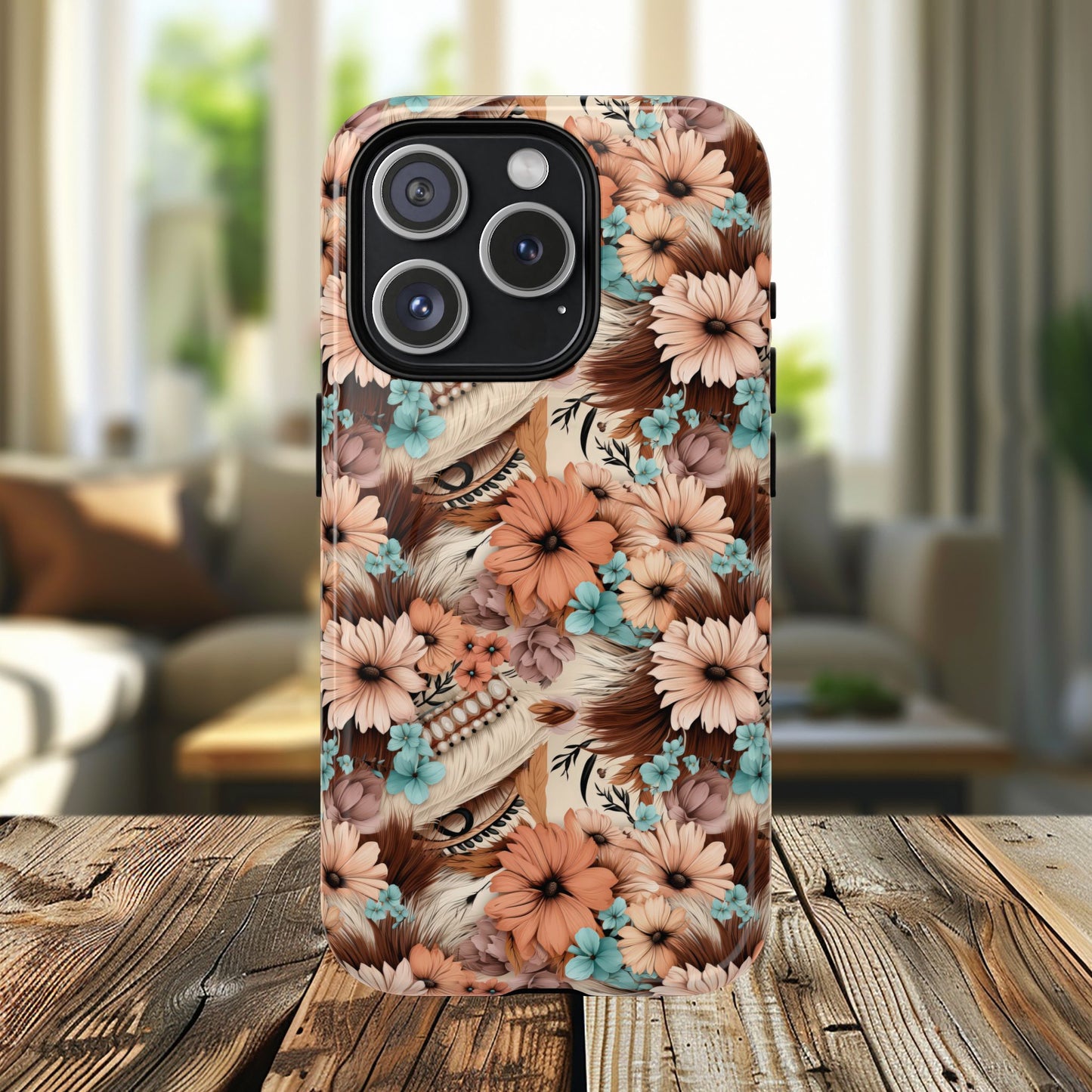 Spirit in Bloom Tough iPhone Magnetic Cases, Cute iPhone Accessories, Flower Design, Gifts for iPhone 14, 15, 16, 17, Pro Max, Boho Style, Western Style