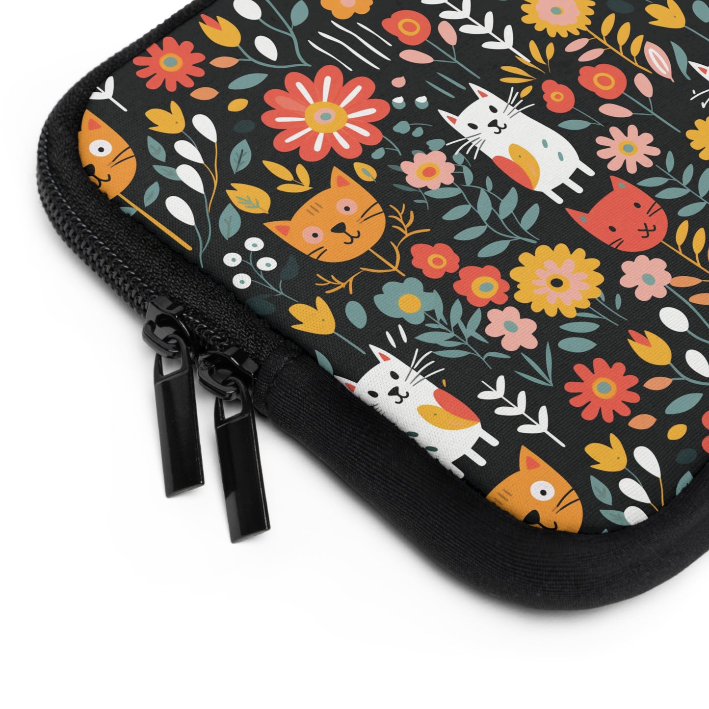 Whimsical Feline Garden Laptop Sleeve