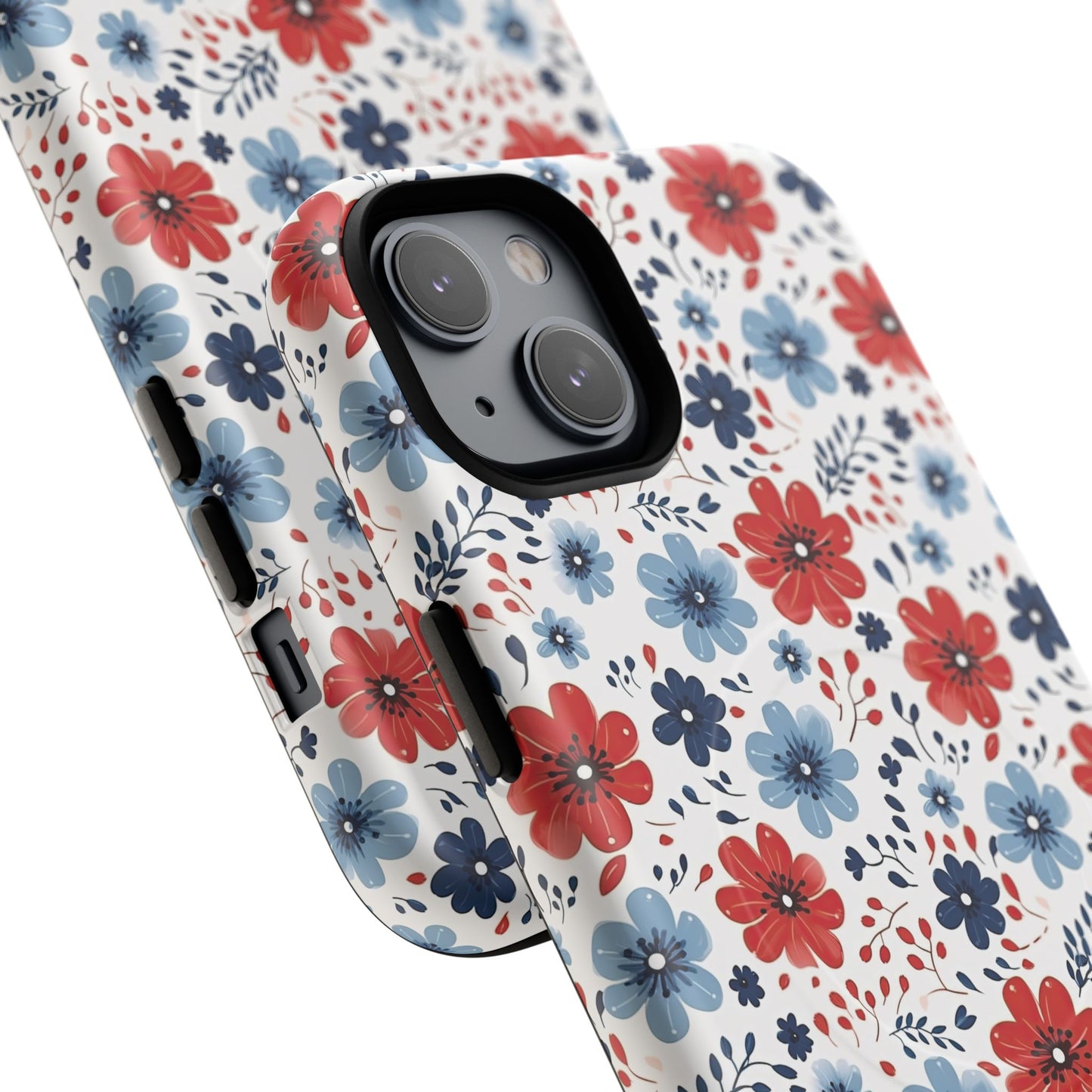 Patriotic Floral Dreams Tough Magnetic iPhone Cases, Durable, Stylish, Gift for Her, Protective Phone Cover, Spring Floral Design