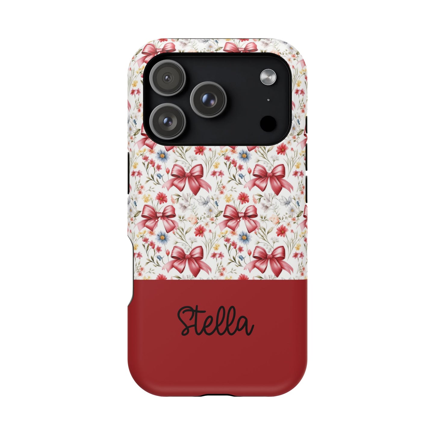 Personalized Rosette Coquette Floral Bow iPhone and Samsung Impact-Resistant Case — Custom Name Case