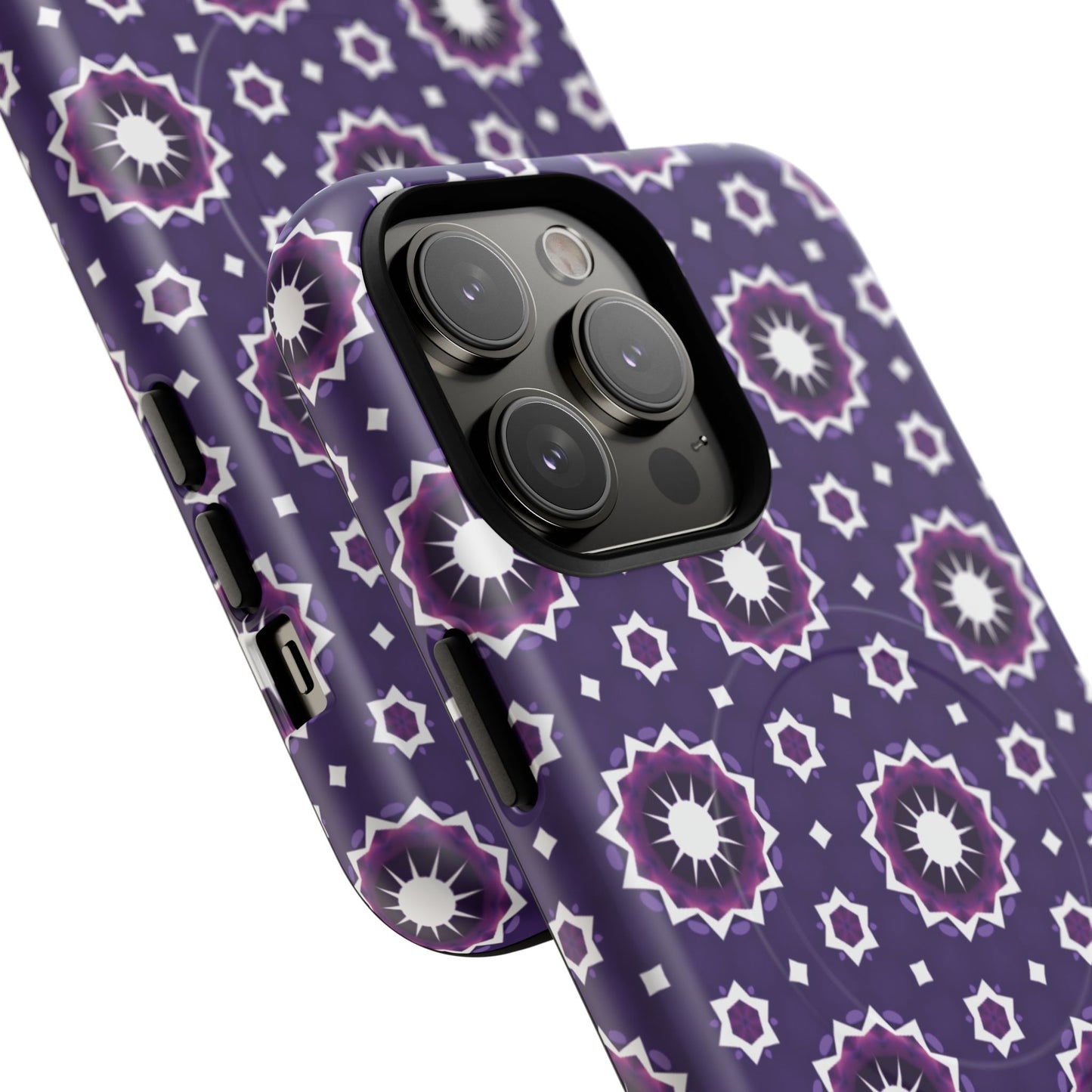 Violet Nova Bloom Stylish Tough Magnetic iPhone Case, Purple Floral iPhone Cover, Durable Cell iPhone Protector, Gift for Her, Mother's Gift