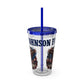 Patriotic Eagle 16oz Tumbler with Straw — "Happy 4th of July" USA Design