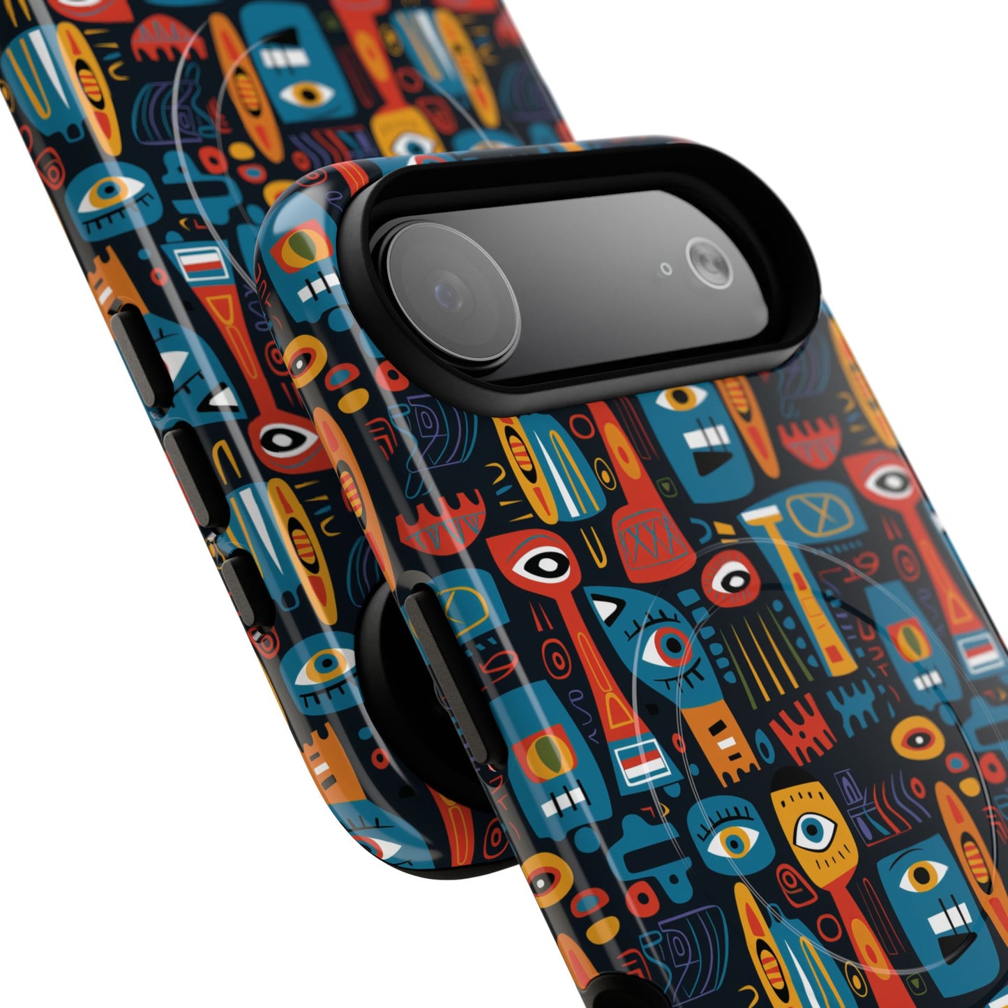 Personalized Tough MagSafe Magnetic iPhone Case — Colorful Abstract Totem Custom Name