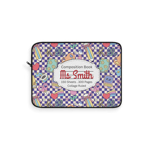 Personalized Purple Doodle Daydream Composition Book Inspired Laptop Sleeve, Educational Gift for Teachers, Classroom Organization, Back to School, Unique Teacher Accessory