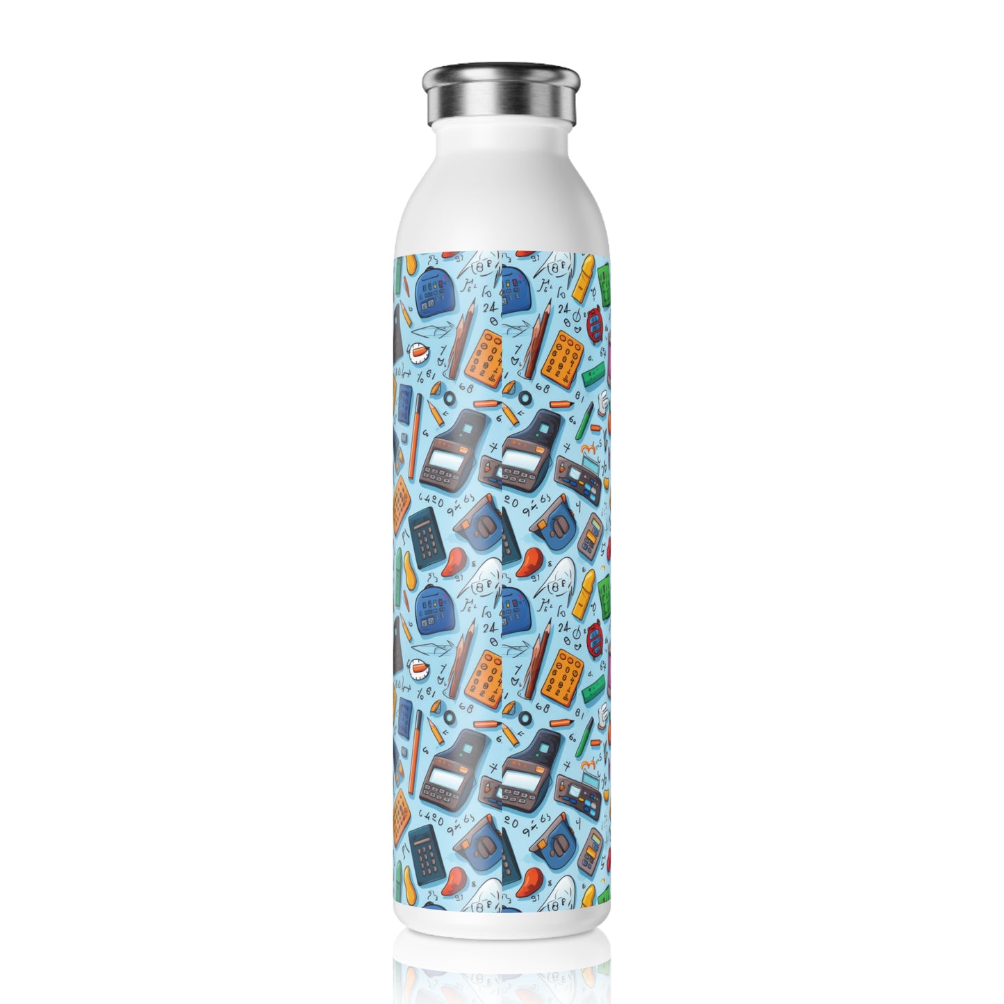 Blue Academic Adventures Slim Water Bottle