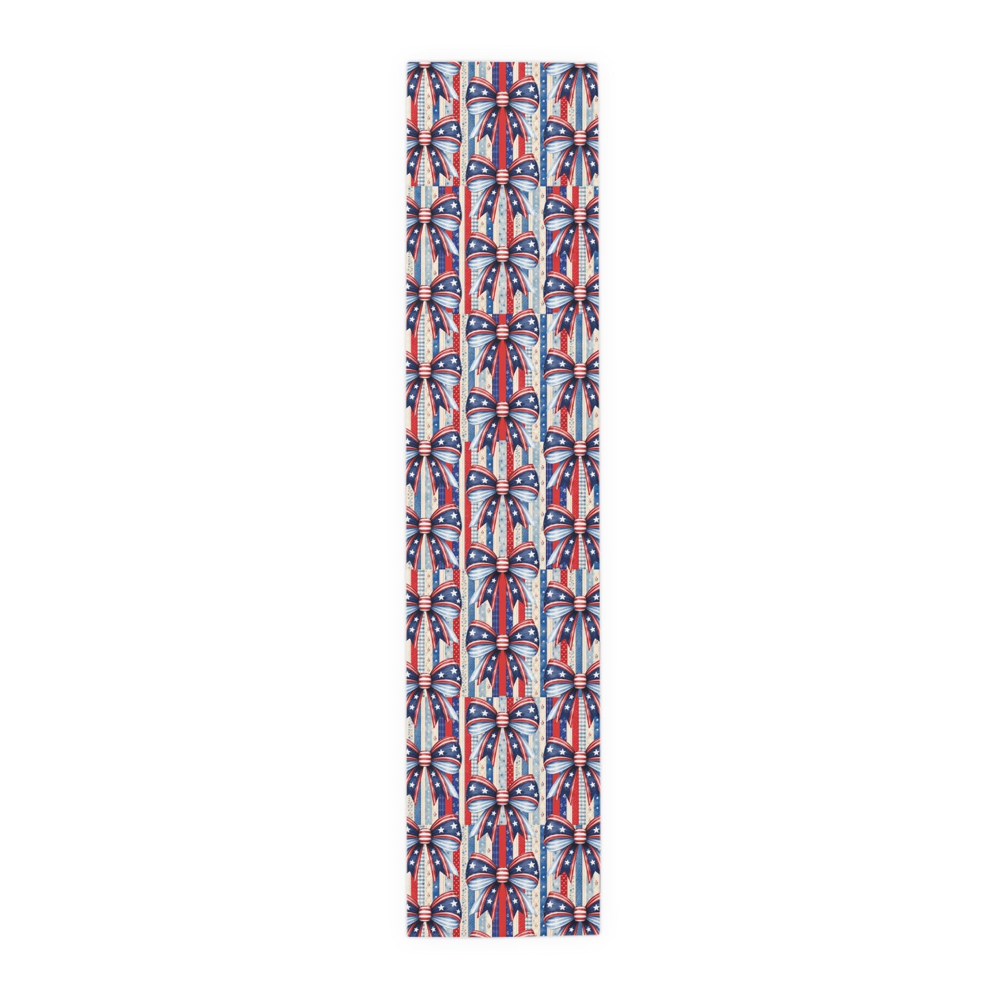 Patriotic Ribbon Table Runner — American Flag Stars & Stripes Cotton-Blend