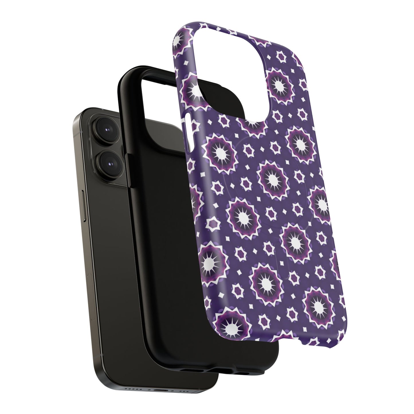 Violet Nova Bloom Stylish Tough Magnetic iPhone Case, Purple Floral iPhone Cover, Durable Cell iPhone Protector, Gift for Her, Mother's Gift