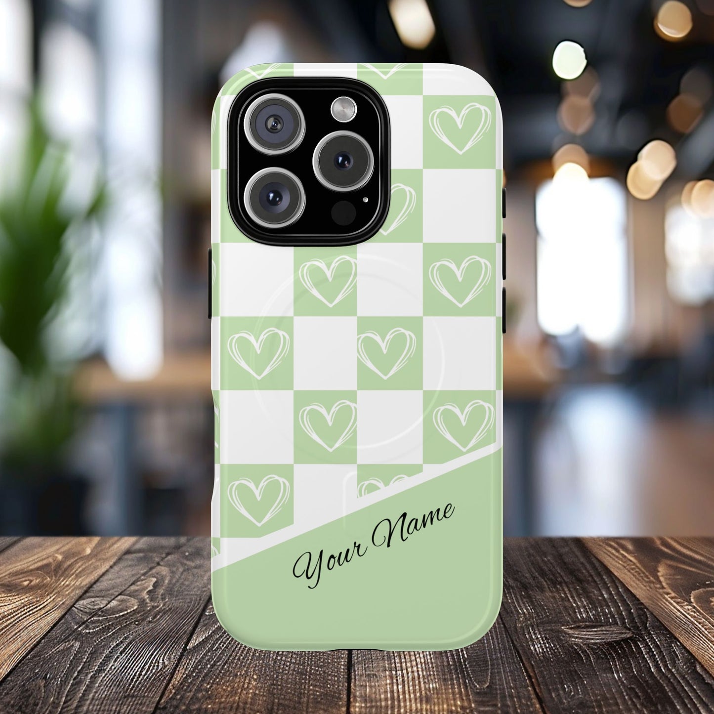 Personalized Chic Heart Pattern iPhone Case | Tough Magnetic Cases, Stylish iPhone Protection, Gift for Her, Trendy Accessories, Everyday Use