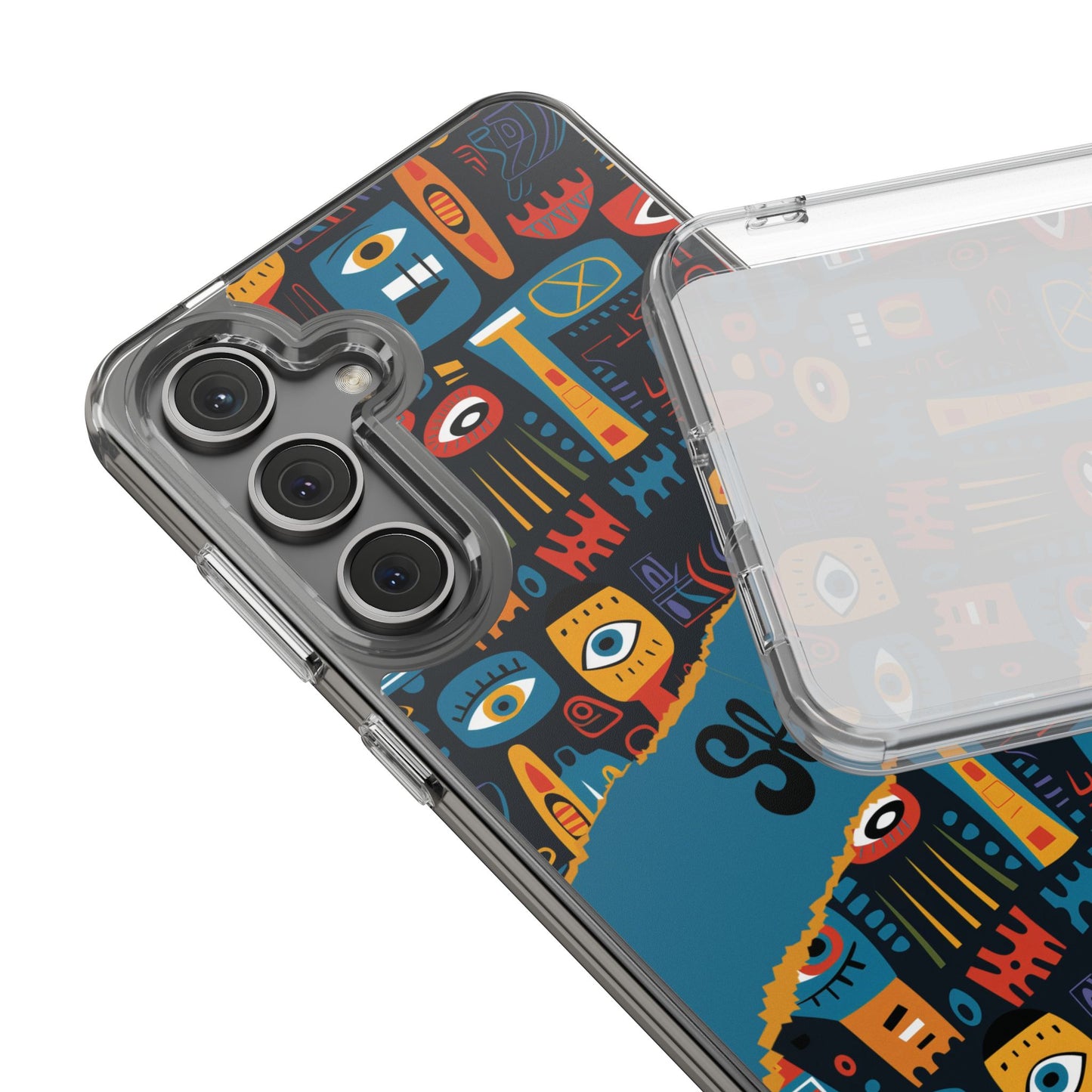 Phone Case — Colorful Abstract Faces Clear Impact-Resistant Case
