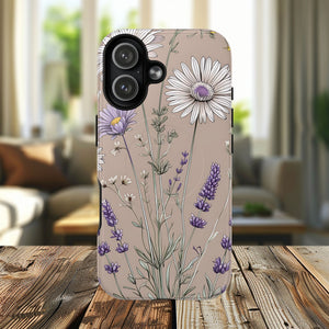 Lavender Floral Tough Magnetic Phone Case | Durable Protective Cover, Flower Design, Gifts for Her, Phone Accessories, Nature Lover