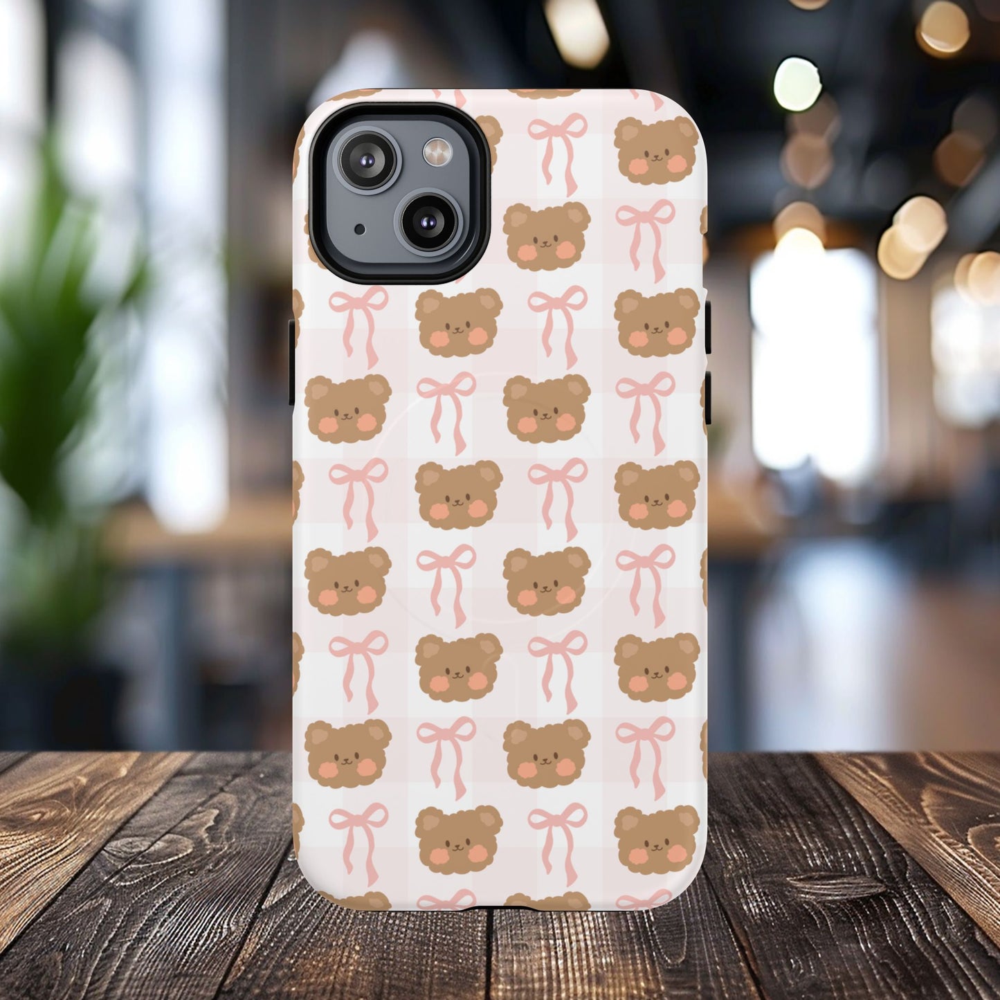 Cute Bear Pattern Magnetic Phone Case, Durable Animal Design, Gift for Kids, Trendy Case for iPhone, Cute Phone Accessory