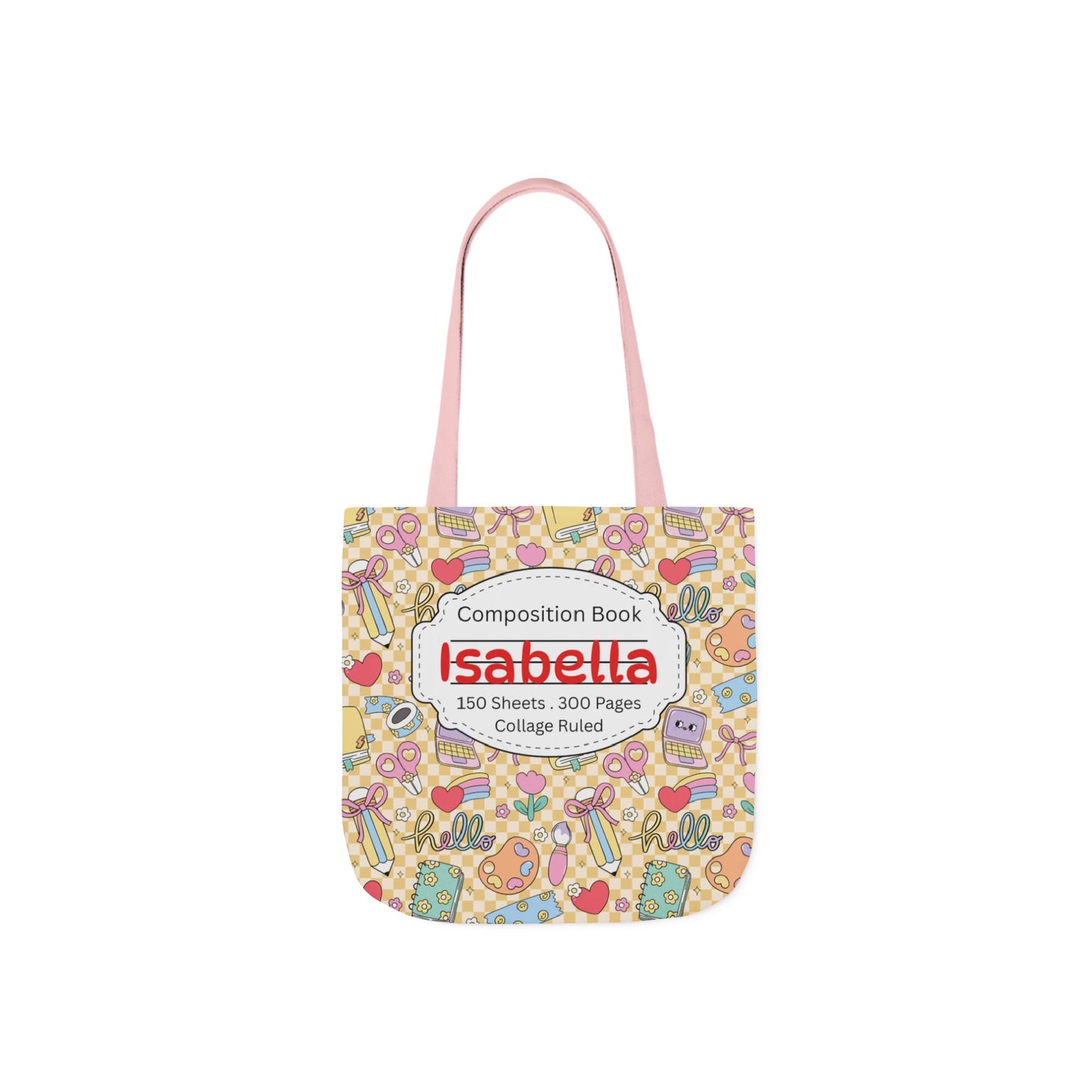 Personalized Doodle Daydream Composition Book Inspired Canvas Tote Bag with Colorful Straps, Cute School Bag, Eco-Friendly Tote, Back to School Shopping Bag, Teacher Gift Idea