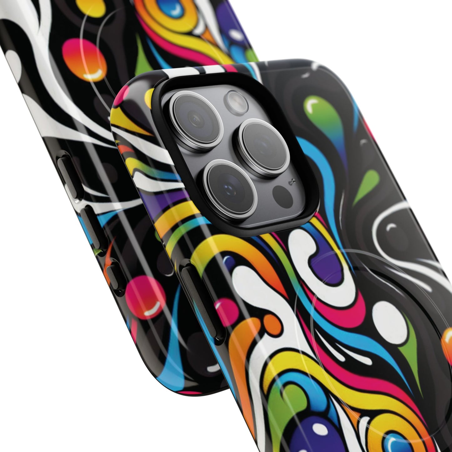 Vibrant Yin Yang Pop Splash Tough Magnetic iPhone Cases, Bold Artwork, Customizable Protection, Gift for Tech Lovers, Colorful iPhone Accessories