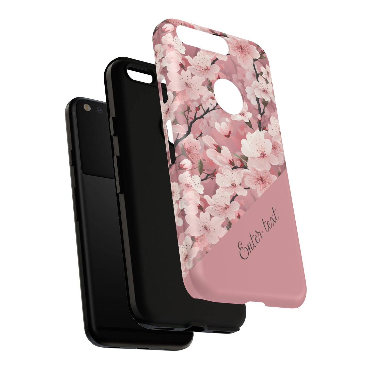 Personalized Cherry Blossom Tough Phone Case — Pink Floral Protective Case for Samsung & Google