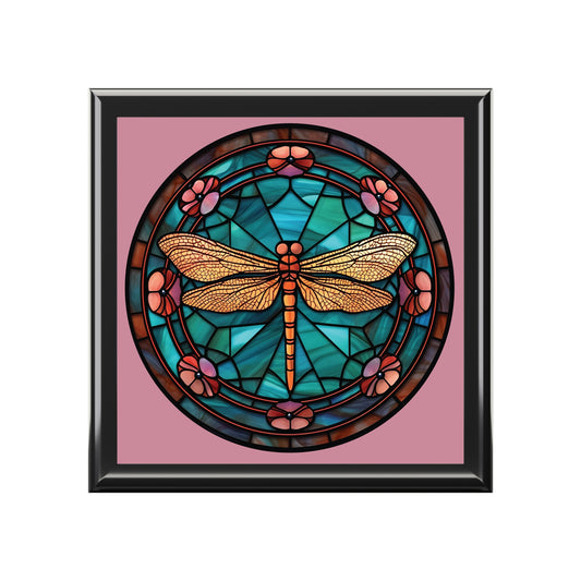 Dragonfly Stained Glass Jewelry Box — Decorative Trinket & Keepsake Case