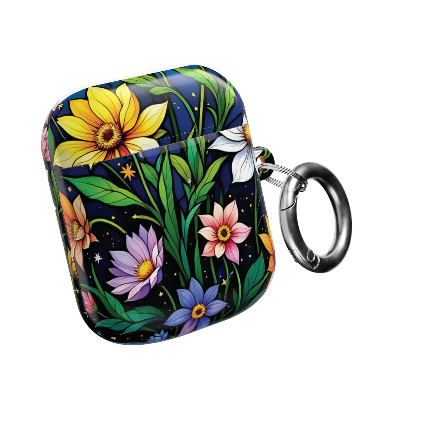 Flower Garden Stained Glass AirPod Case — Colorful Garden Protective Cover- Airpods Pro Gen 1 and 2, Gen 1 to 4.