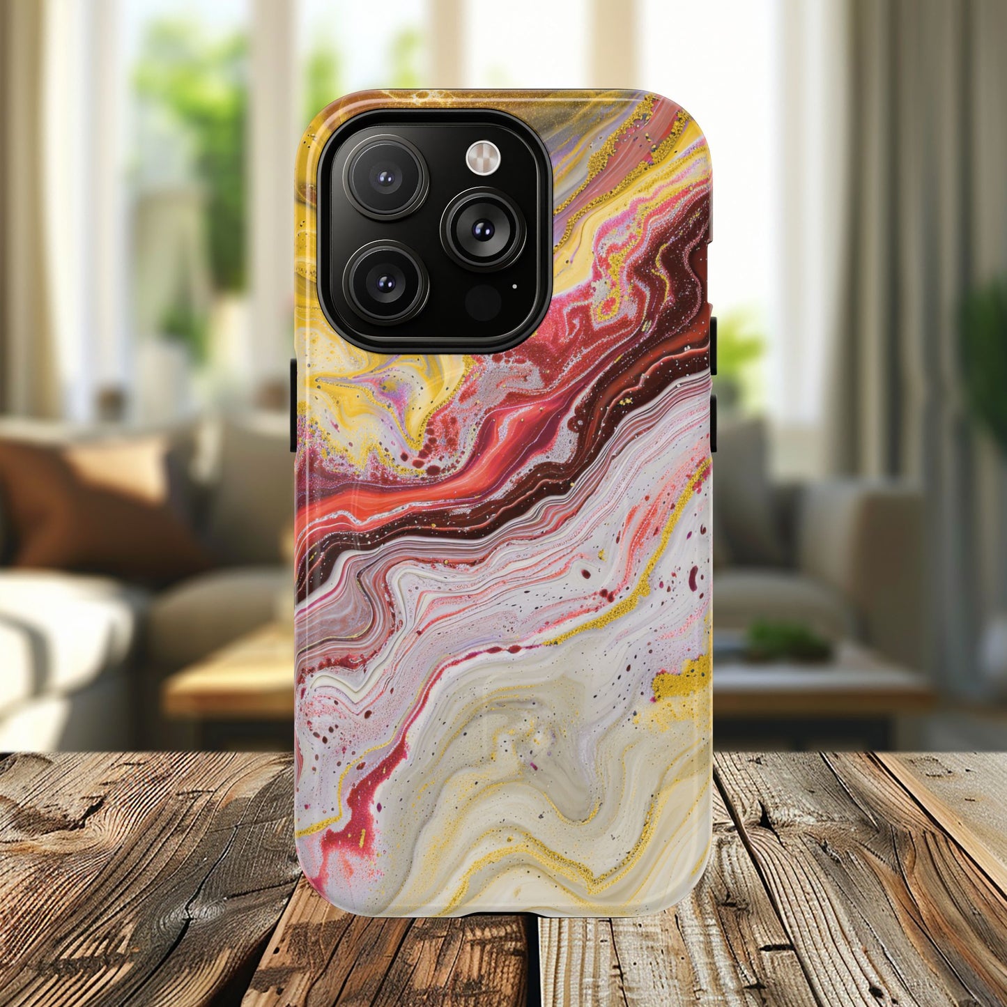 Colorful Red Marble iPhone Case, Tough Magnetic Cases, Stylish iPhone Protection, Unique Gift for iPhone Lovers, iPhone Accessories
