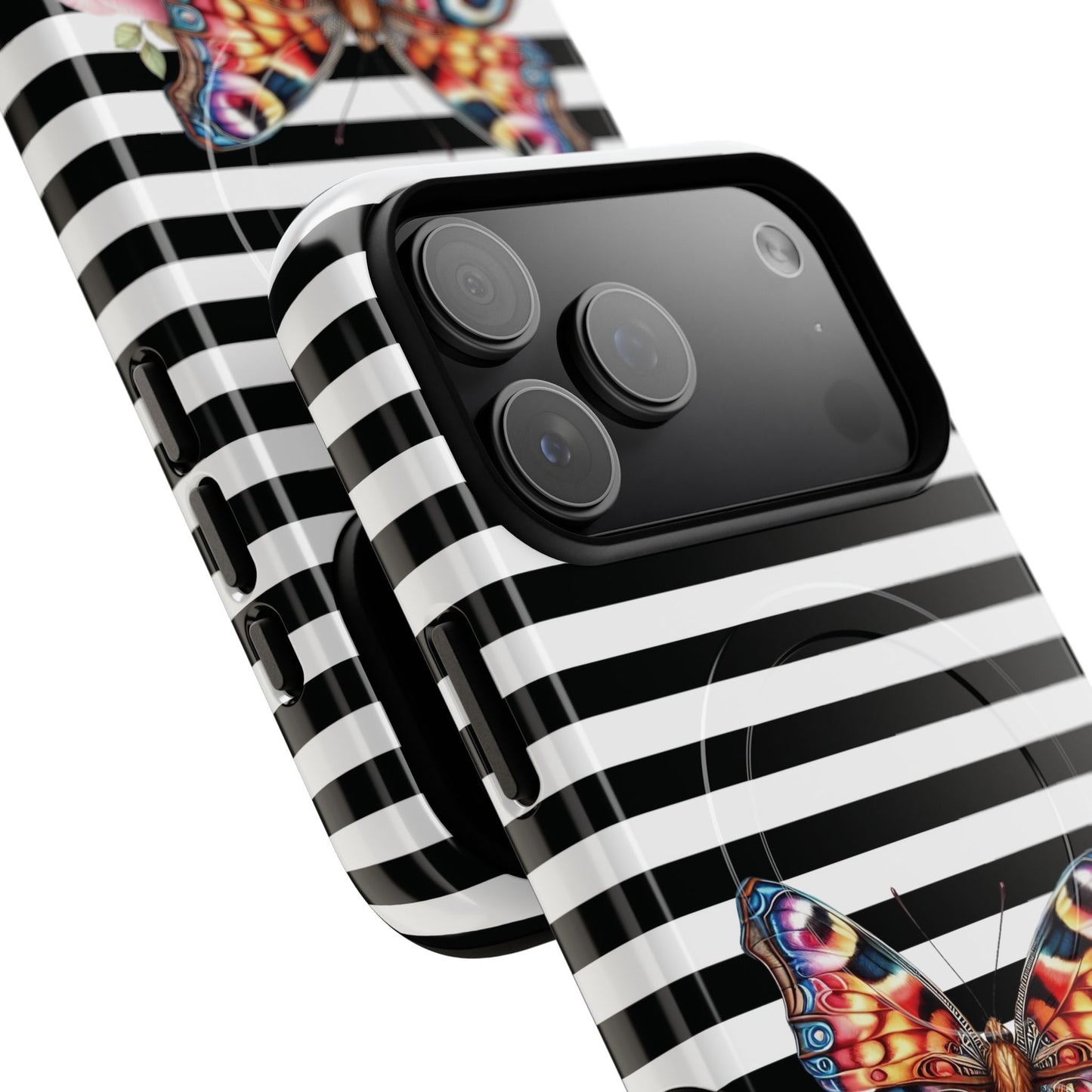 Butterfly & Roses Tough iPhone Magnetic Case, Floral iPhone Cover, Nature-Inspired, Gift for Her, Trendy Accessories