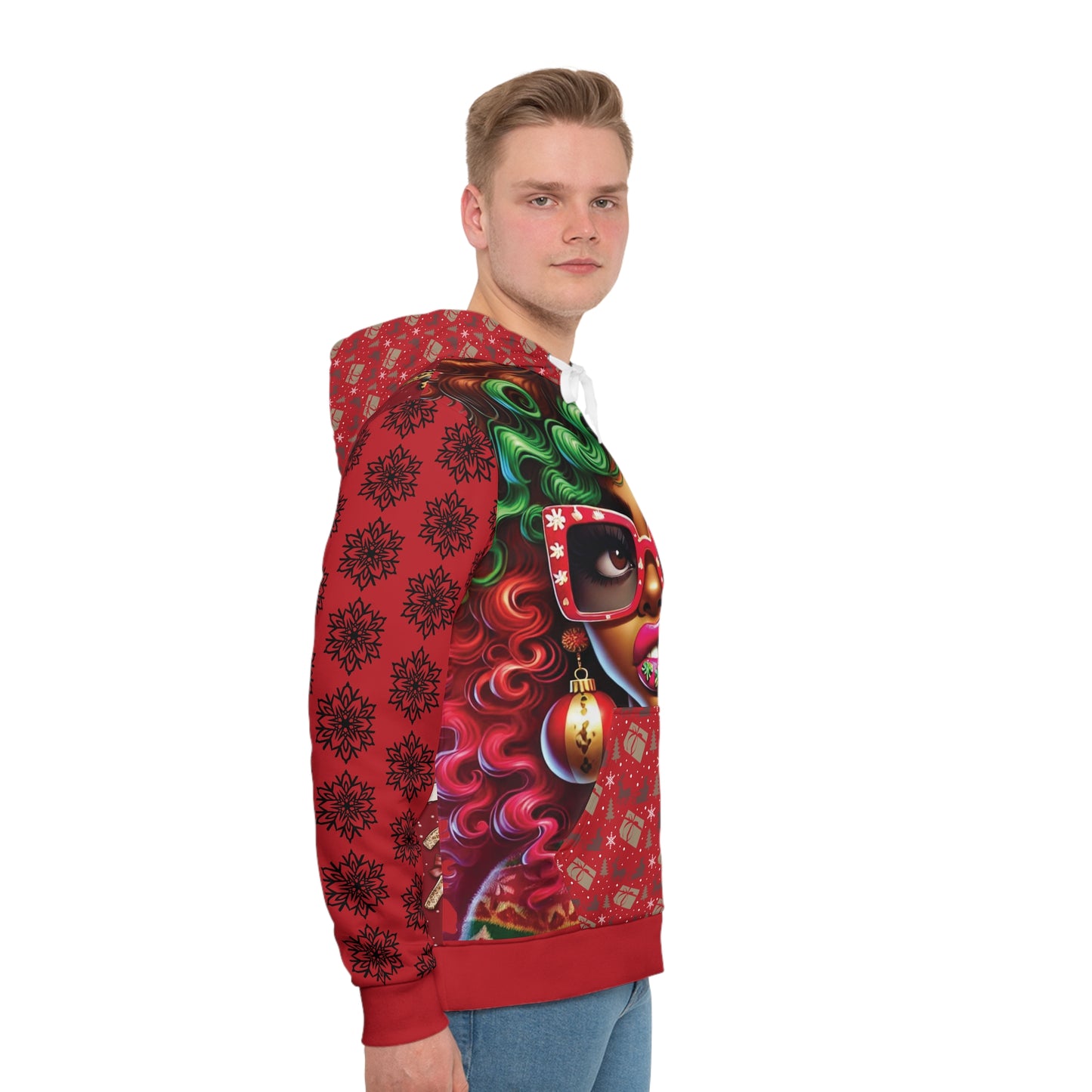 That Ugly Christmas Men's Hoodie with All-Over Print Design - Silky Smooth Polyester Fabric