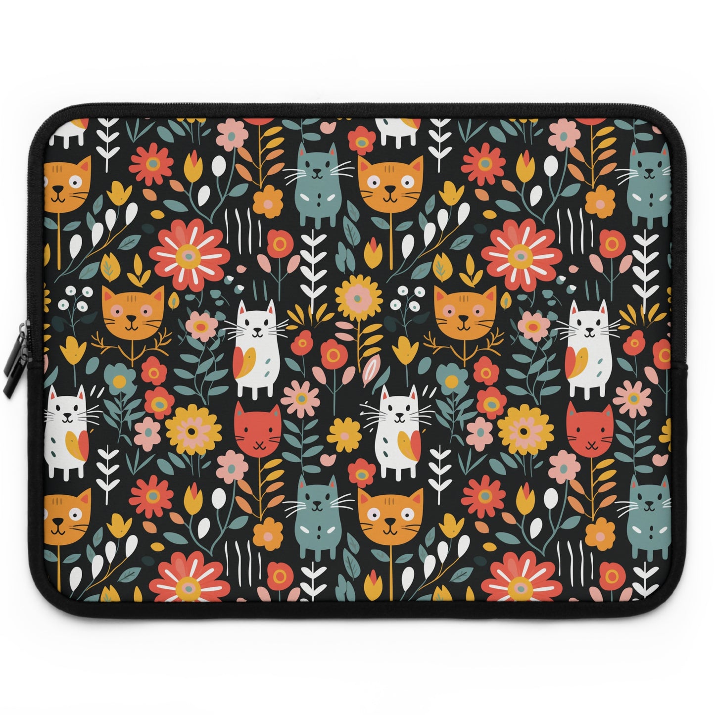 Whimsical Feline Garden Laptop Sleeve