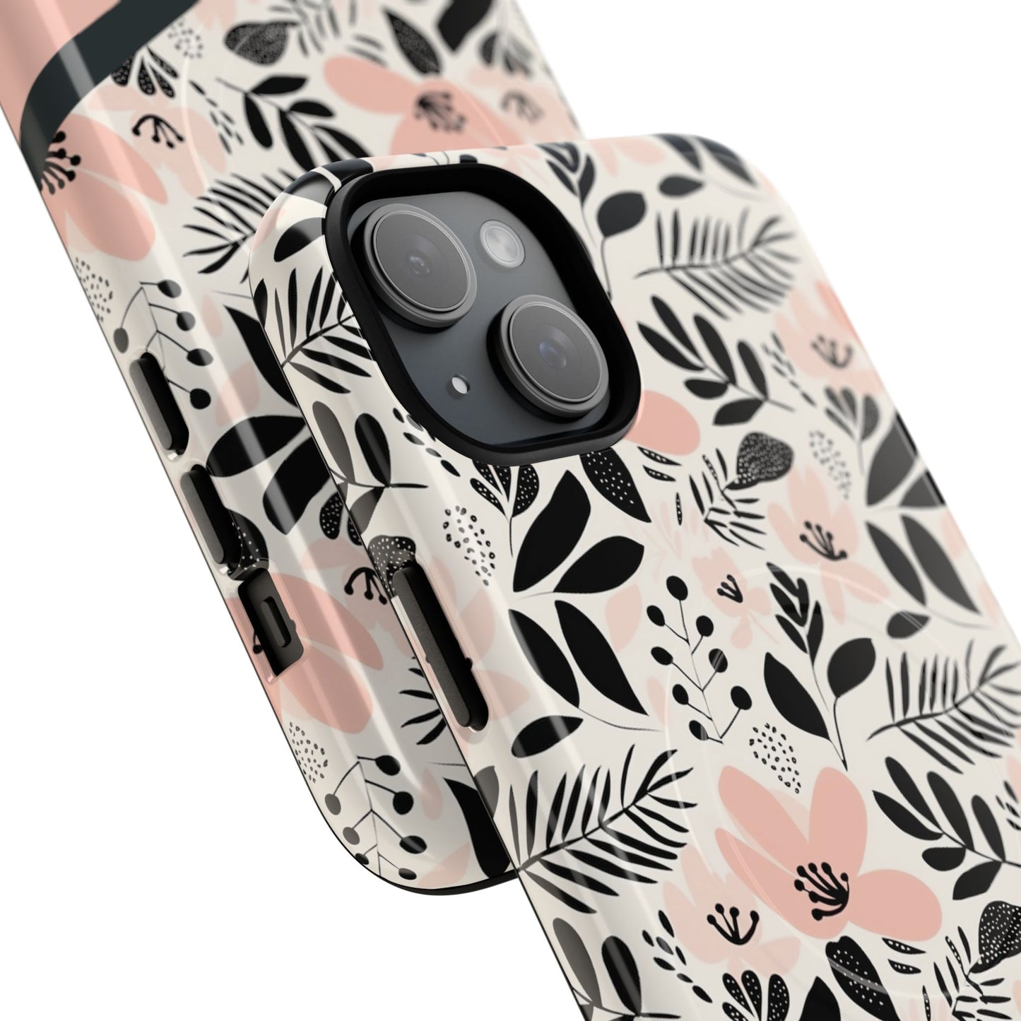 Personalized Floral Blush Garden Whisper Tough Magnetic MagSafe® iPhone® 13, 14, 15, 16, 17, Pro, Pro Max, Plus Cases (Custom Name).