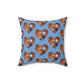 Light Blue Patchwork Heart Spun Polyester Square Pillow