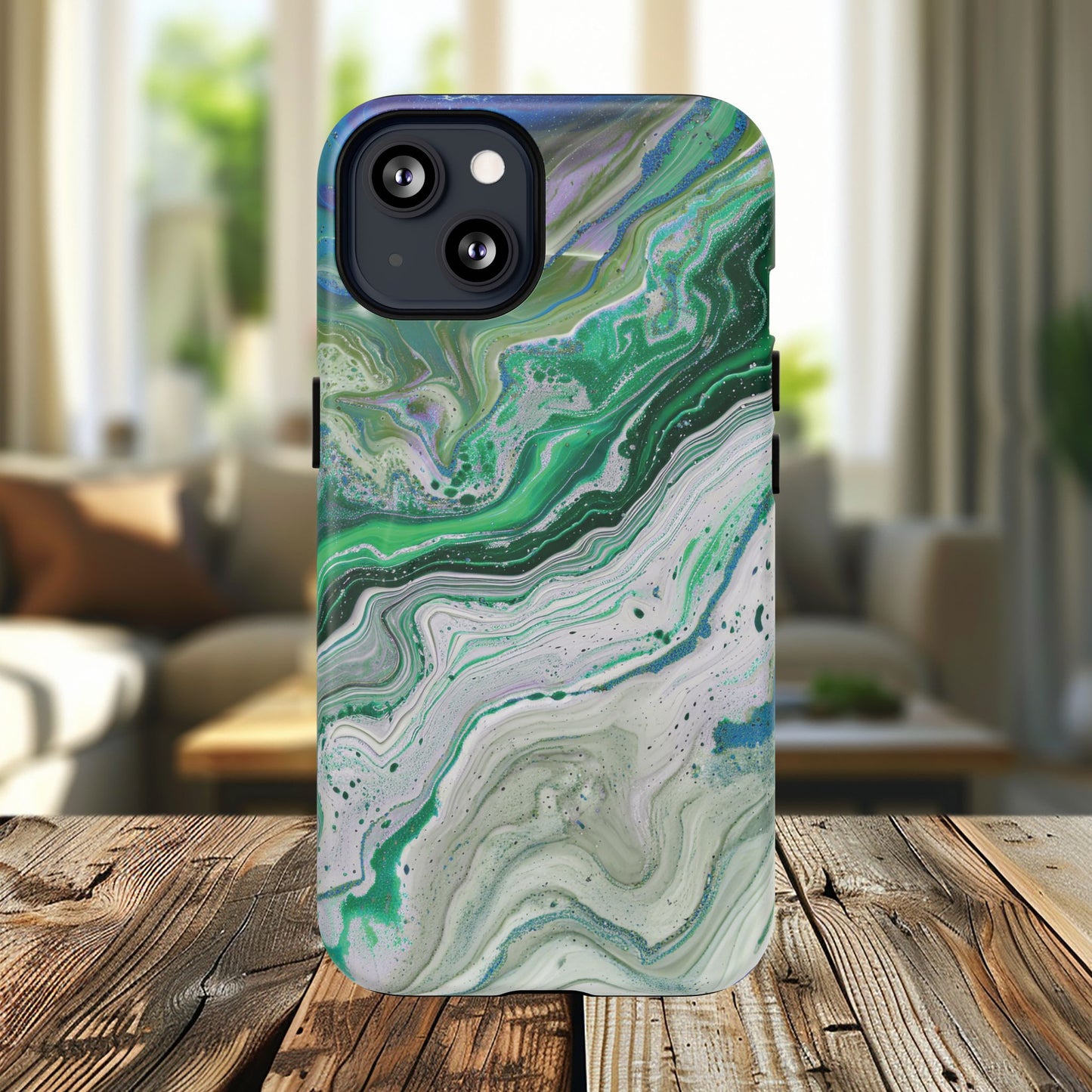 Marbled Tough iPhone Case, Magnetic Protector, Stylish Tech Accessory, Durable iPhone Cover, Unique Gift Idea