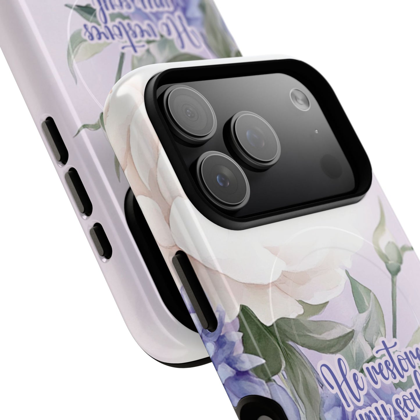 He Restores My Soul Tough iPhone Magnetic Cases, Christian Gift, MagSafe® iPhone® Tough Case, iPhone 13, 14, iPhone 15, iPhone 16, 17, Pro, Pro Max, Plus