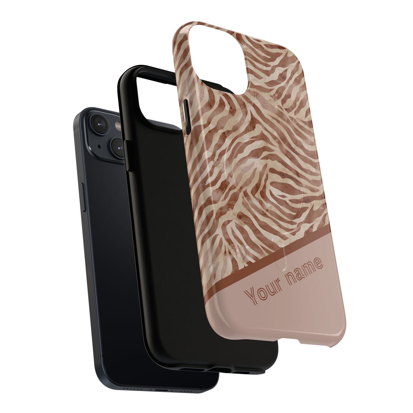 Personalized Zebra Print - Tough MagSafe® Magnetic Cases for Stylish Protection, Gifts for Wildlife Lovers, Trendy Accessories iPhone® 13, 14, iPhone 15, iPhone 16, iPhone 17, Pro, Pro Max, Plus Cases.