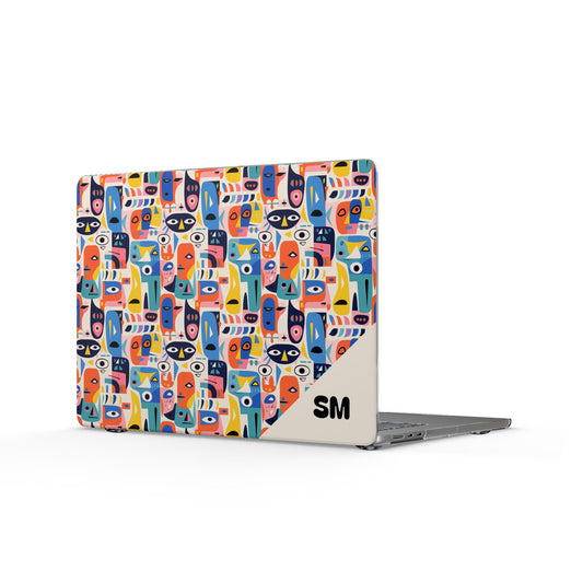 Personalized Colorful Abstract Faces Clear MacBook Case — Modern Art Laptop Cover
