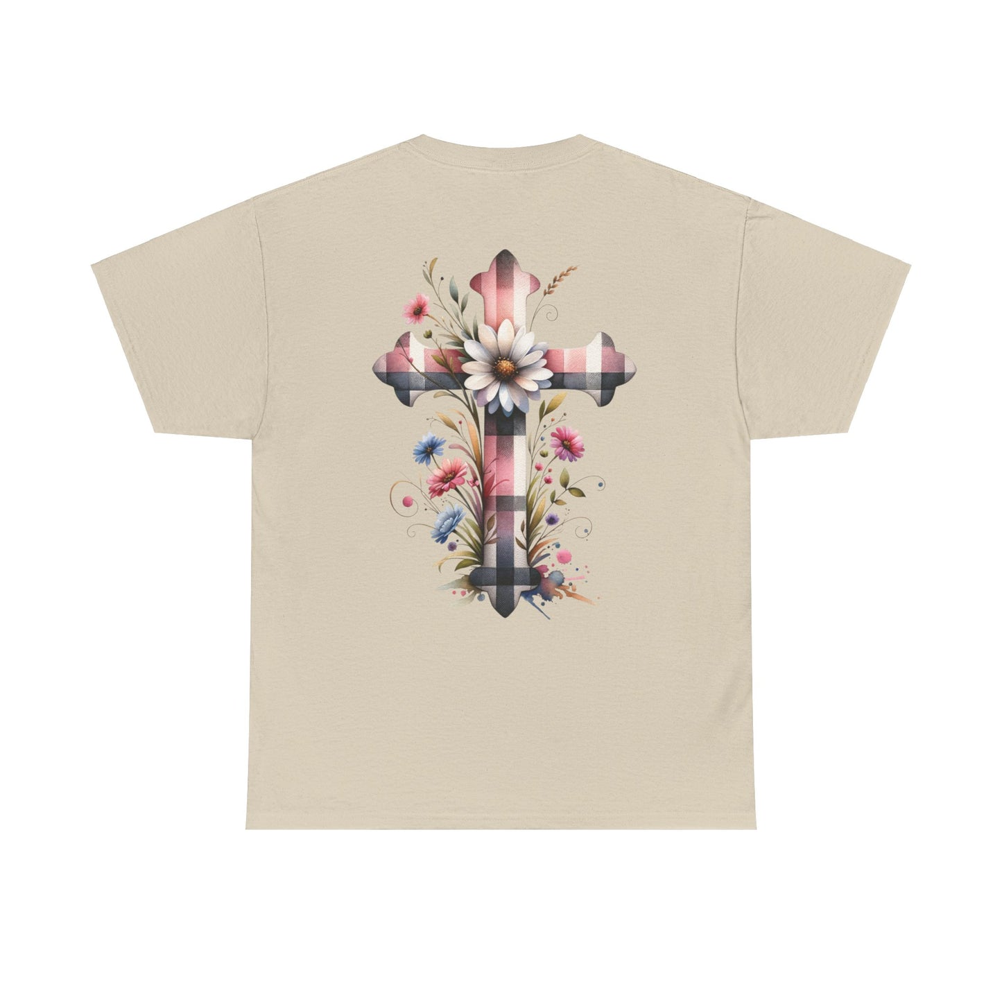 Faith and Floral Cross Unisex Heavy Cotton Tee