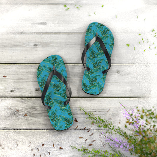 Turquoise Tropical Bliss Flip Flops