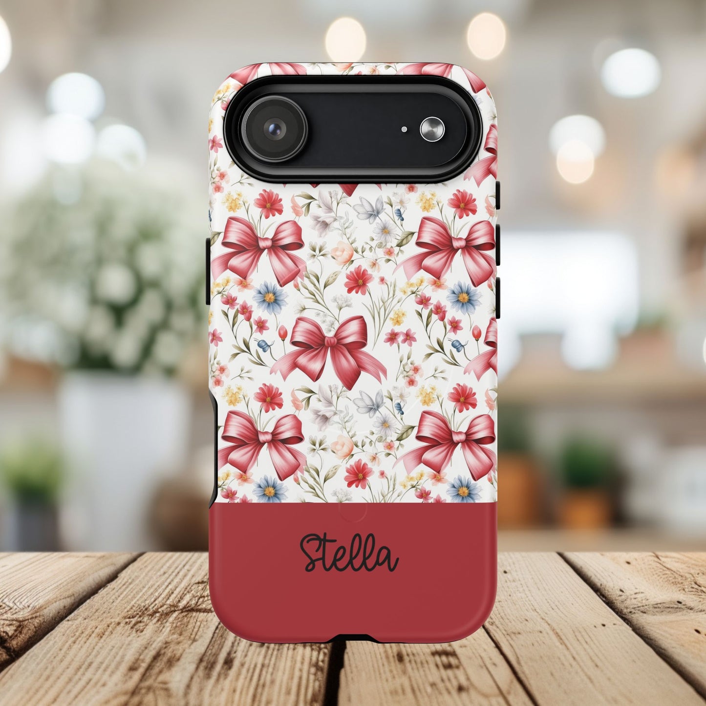 Personalized Rosette Coquette Floral Phone Case - Tough MagSafe® Magnetic Cases, Protective Cover, Stylish Tech Accessory, Gifts for Her