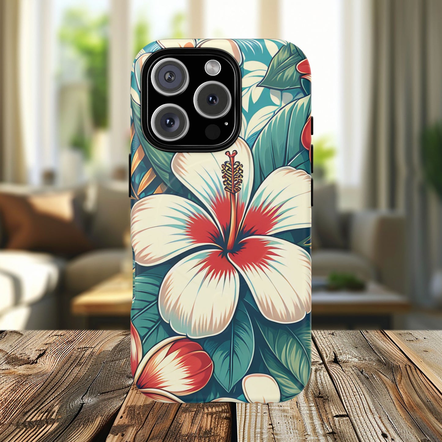 Tropical Hibiscus MagSafe® iPhone® Tough Case - Stylish Phone Protection Gift for Nature Lovers, Vibrant, Summer Vibes.