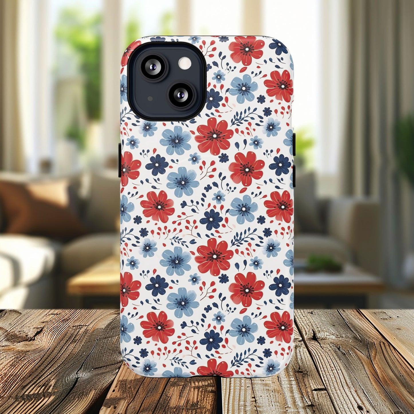 Patriotic Floral Dreams Tough Magnetic iPhone Cases, Durable, Stylish, Gift for Her, Protective Phone Cover, Spring Floral Design