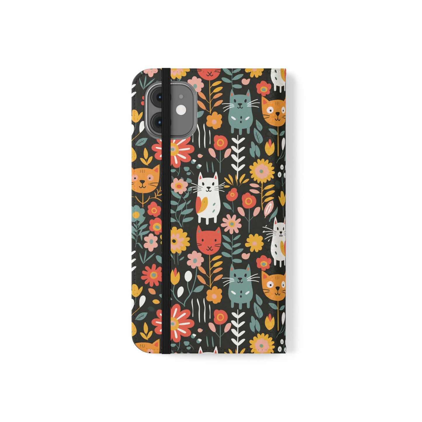 Whimsical Feline Garden iPhone and Samsung Flip Cases