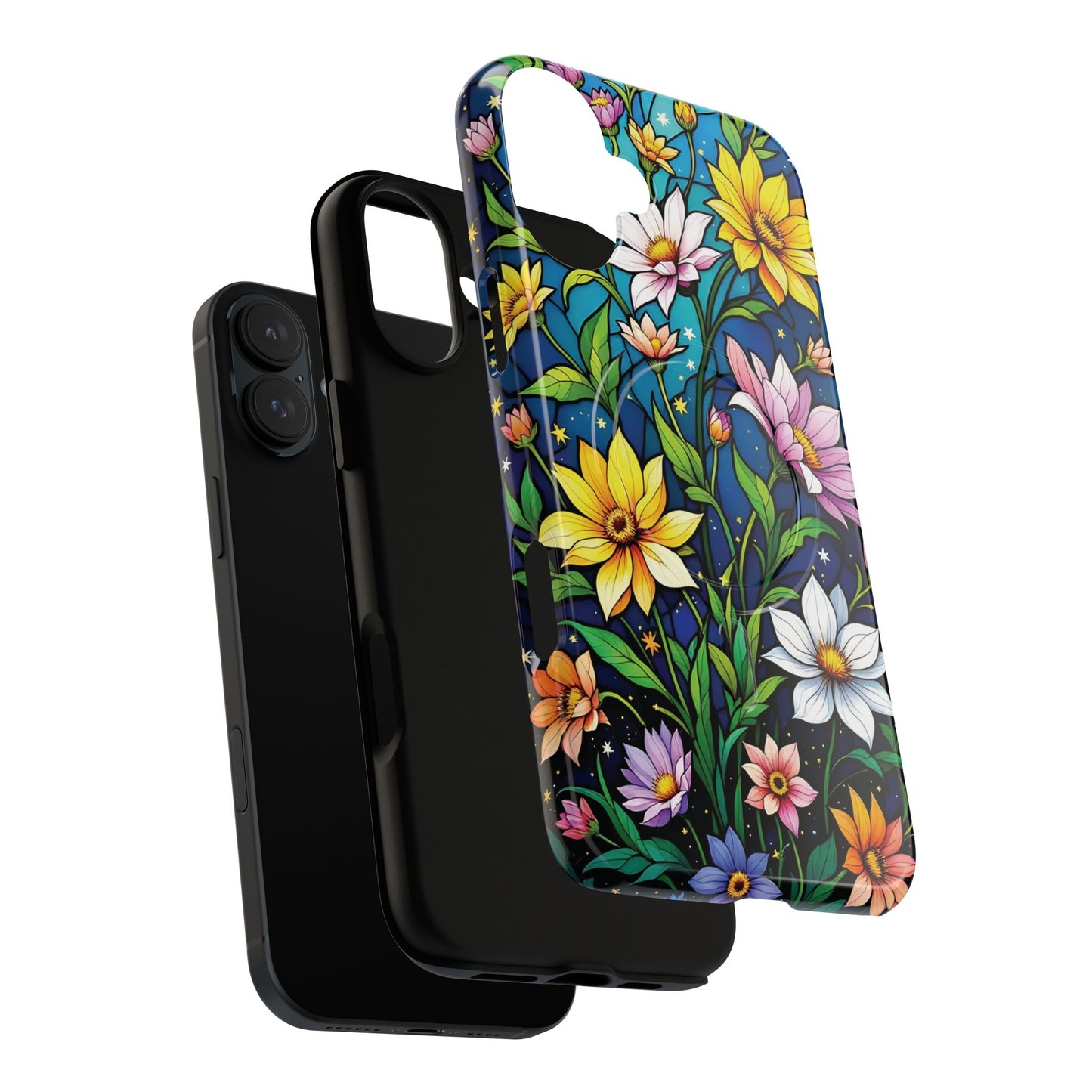 Flower Garden Stained Glass Phone Case, Tough Magnetic Cases, Floral Phone Cover, Durable Phone Accessories, Spring Gift, Birthday Present