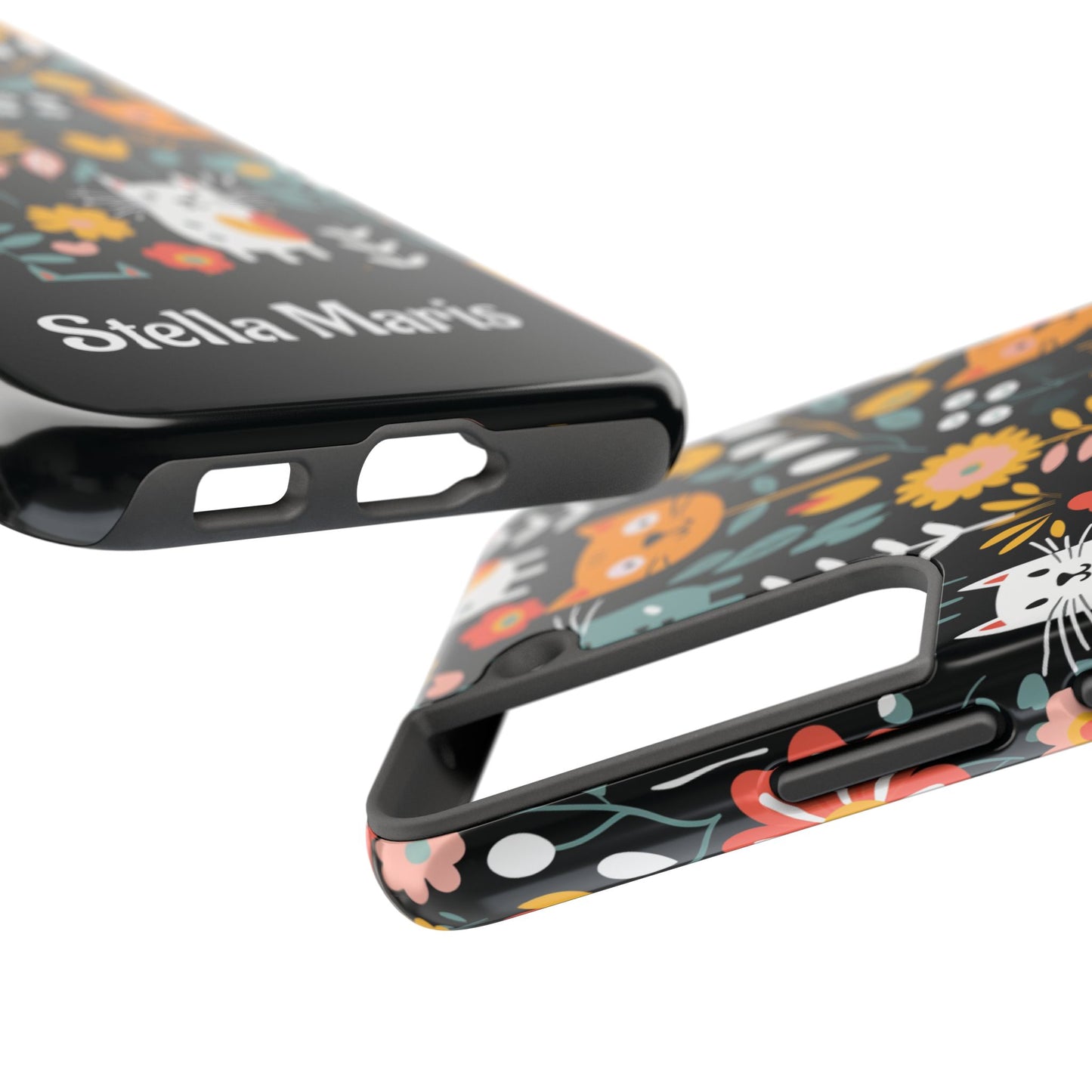Personalized Whimsical Feline Garden Tough Phone Case — Custom Name iPhone & Samsung