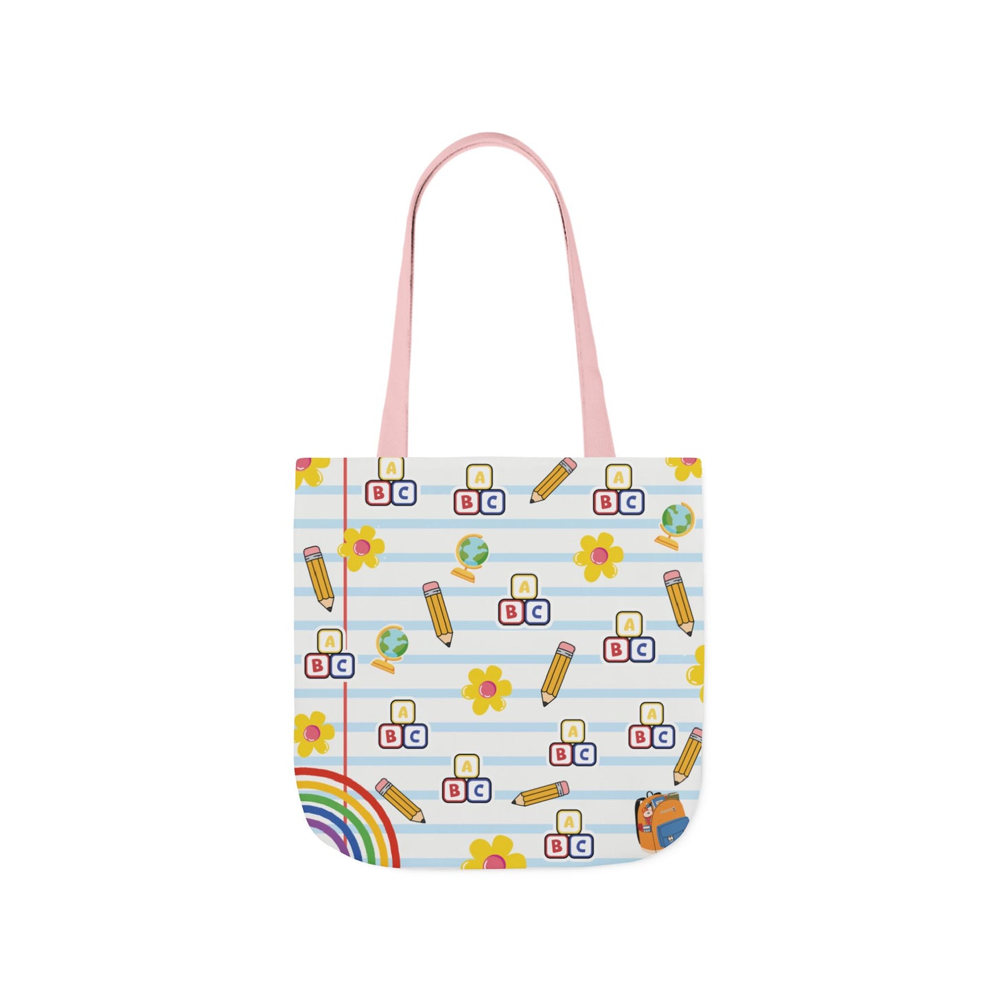 Personalized White Schoolyard Chic Composition Book Inspired Canvas Tote Bag with Colorful Straps, Cute School Bag, Eco-Friendly Tote, Back to School Shopping Bag, Teacher Gift Idea