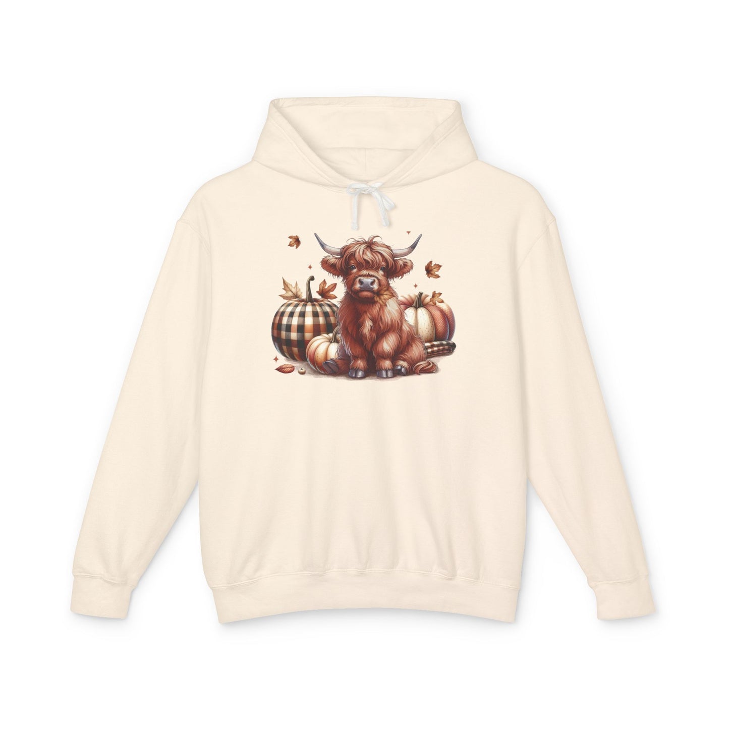 Autumn Highland Cow Charm Lightweight Hooded Sweatshirt