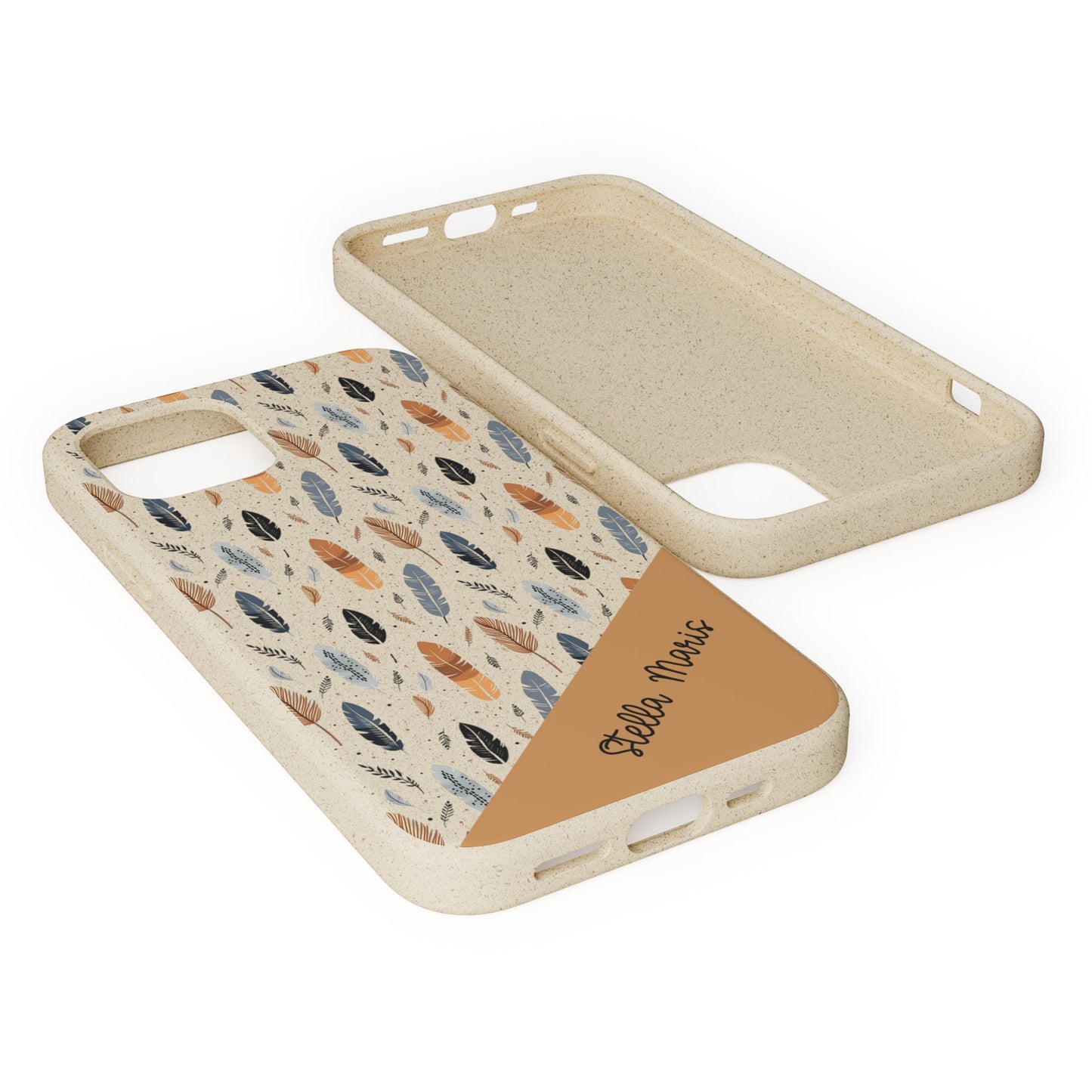 Personalized Whispering Feathers Samsung and iPhone Biodegradable Case, Custom Name Case.