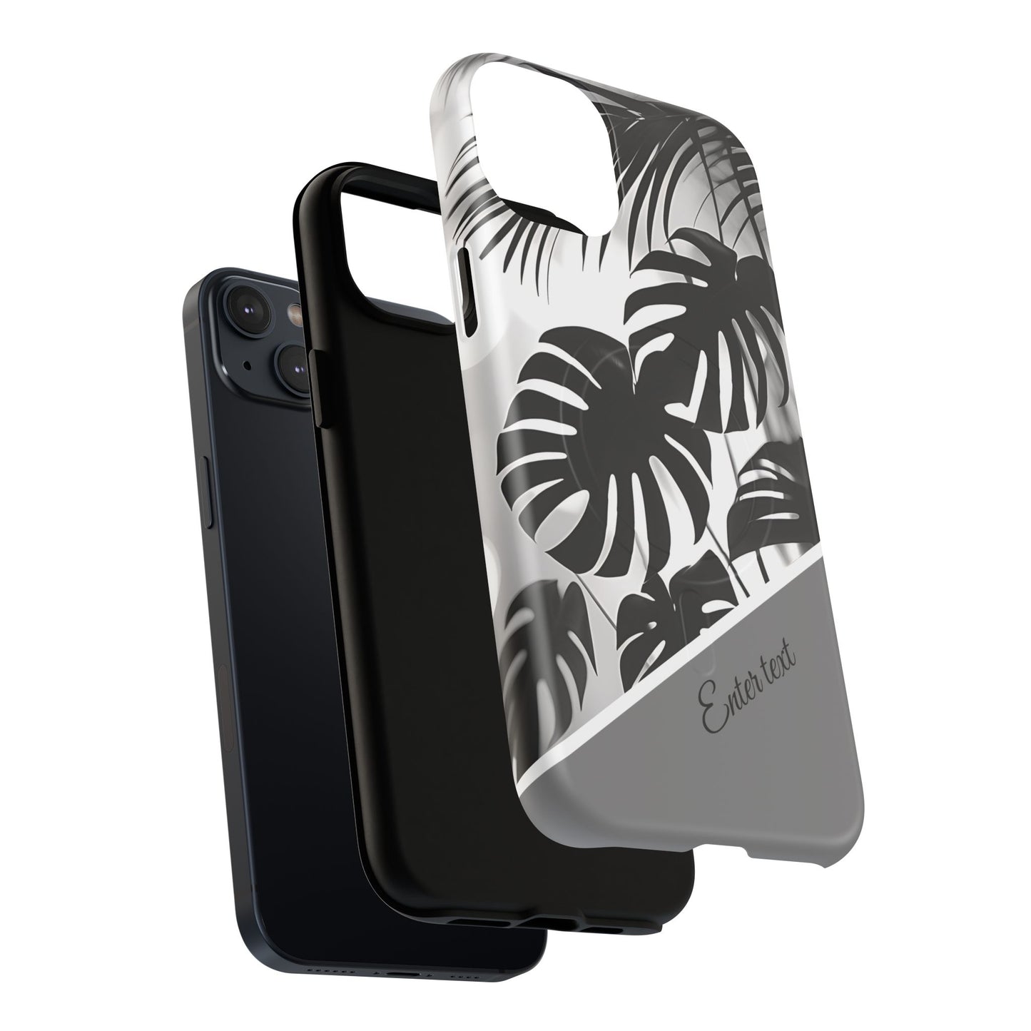 Personalized Monochrome Monstera Tropical Phone Case - Tough Magnetic MagSafe® Cases, Gifts for Nature Lovers, Stylish Phone Accessories, Gifts for Her.