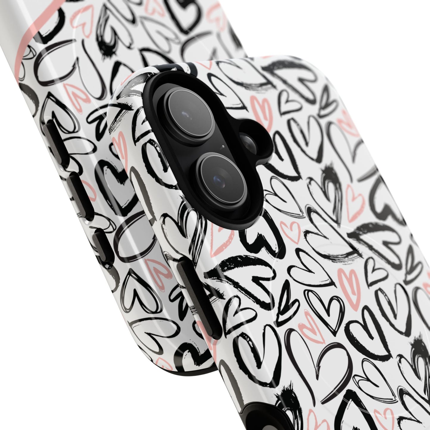 Heart Scribbles Tough Magnetic MagSafe®Case - Cute, Stylish, Gifts for Her, Love, Valentine's Day,  iPhone® 13, 14, 15, 16, 17, Pro, Pro Max, Plus Cases.