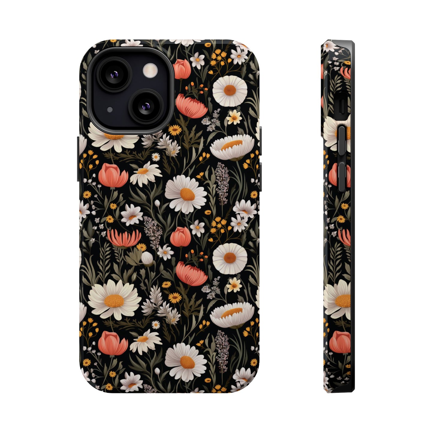 Blossom Elegance: Noir Garden Magnetic Tough iPhone Cases