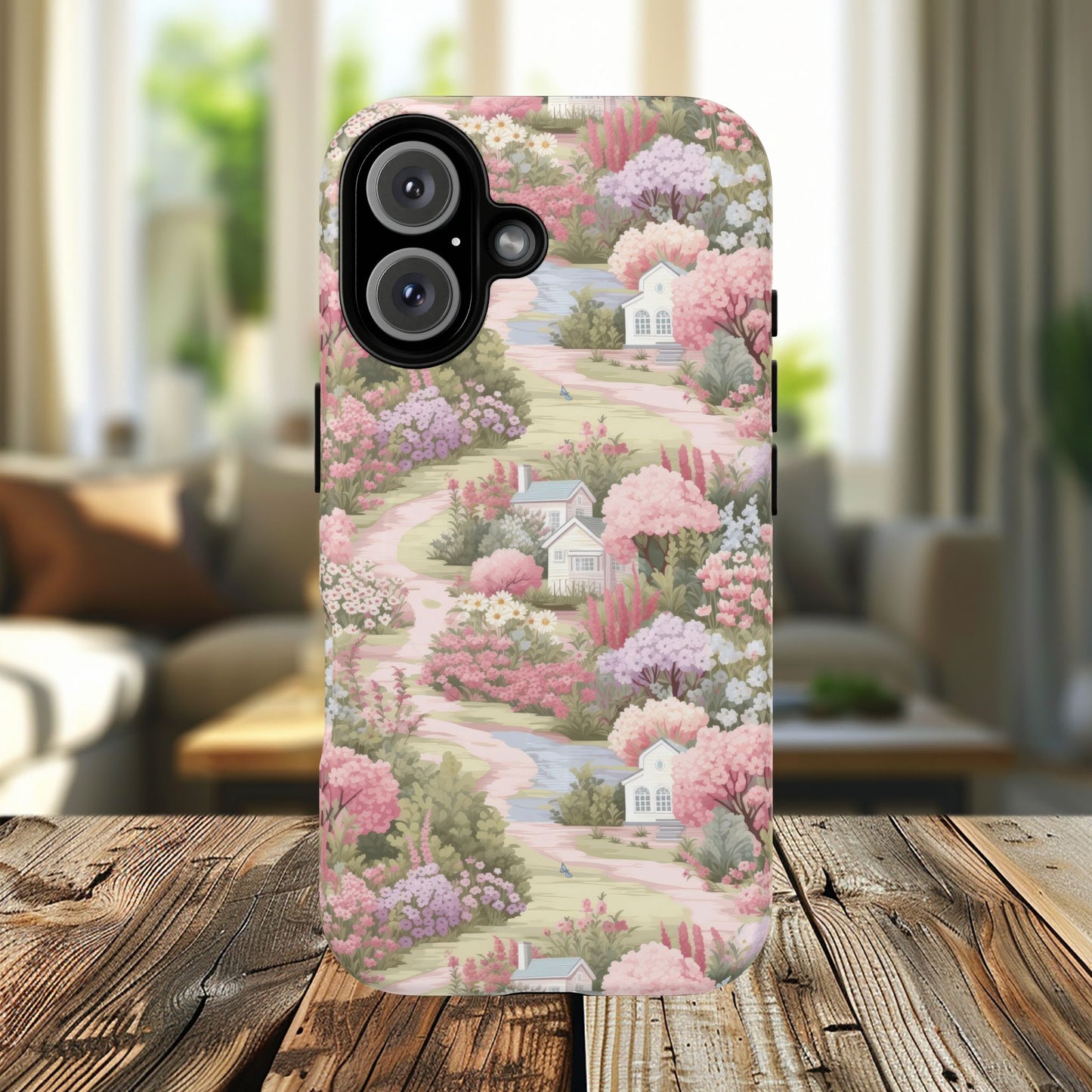 Whispers of Spring Lane Tough iPhone Magnetic Case, Floral iPhone Protection, Gift for Nature Lovers, Spring Accents, Durable Design, Customizable iPhone Cases