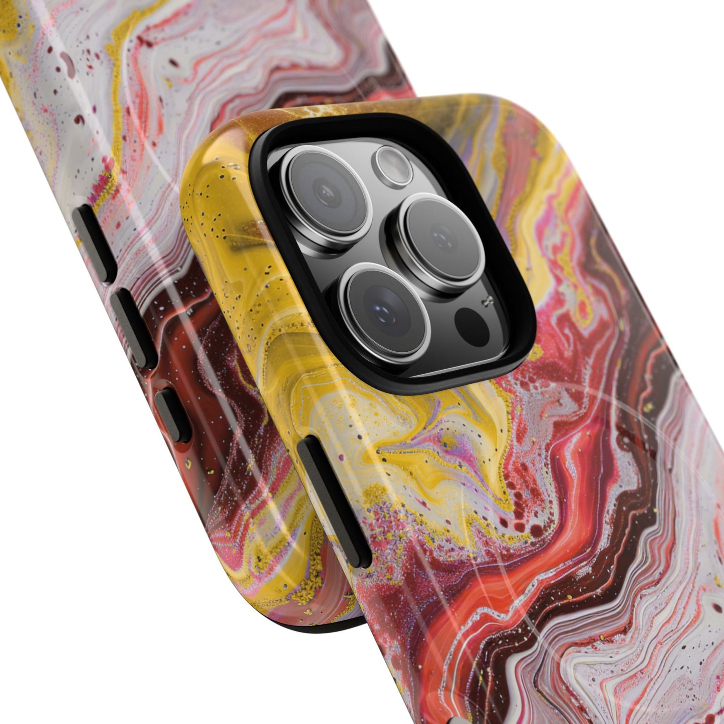 Colorful Red Marble iPhone Case, Tough Magnetic Cases, Stylish iPhone Protection, Unique Gift for iPhone Lovers, iPhone Accessories
